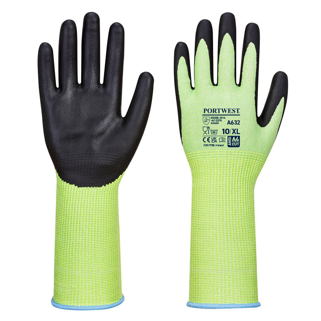 A632 - Green Cut Glove Long Cuff Green/Black Select Colour: