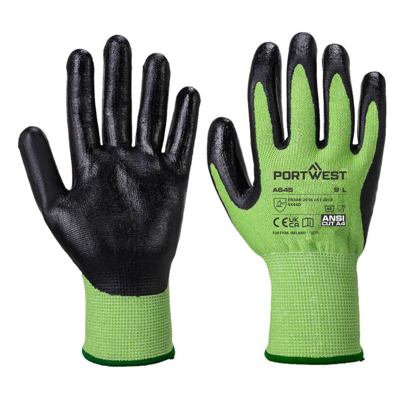 A645 - Green Cut Glove - Nitrile Foam Green/Black