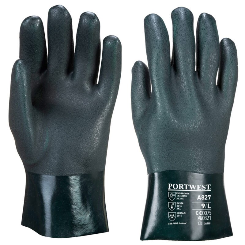A827 - Double Dipped PVC Gauntlet 27cm Green