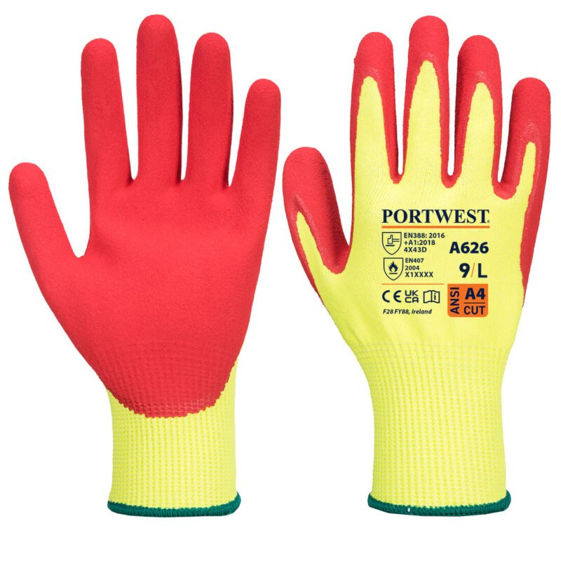 A626 - Vis-Tex Cut D13 Nitrile Glove Yellow/Red